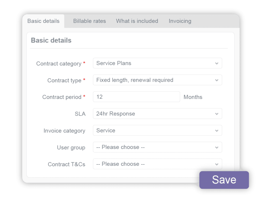 HVAC management software with service contract management