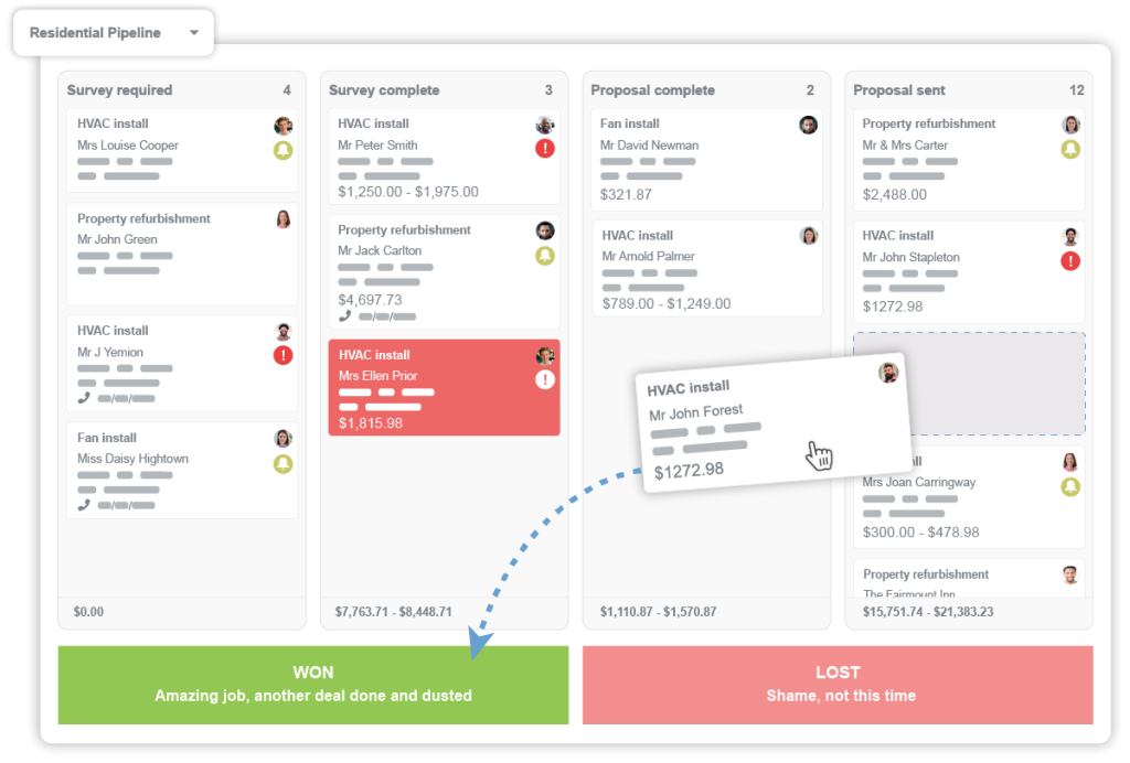 Manage opportunities as they move through your pipeline