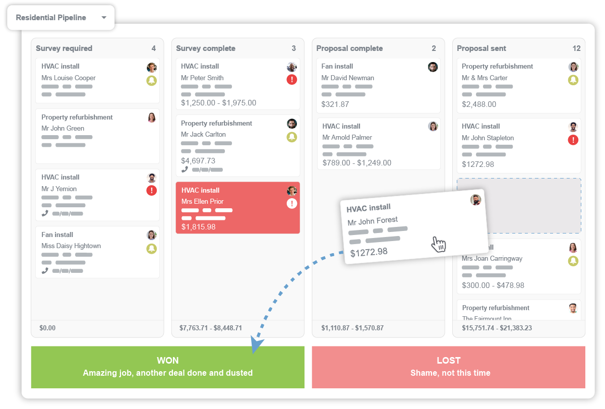 Manage opportunities as they move through your pipeline