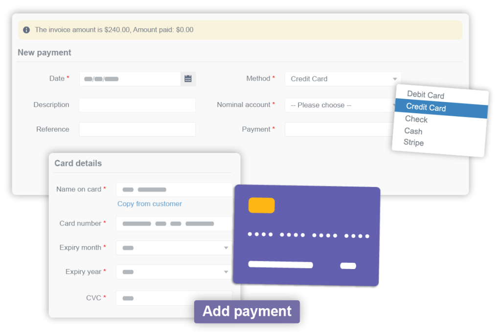 Easily manage payments from the office